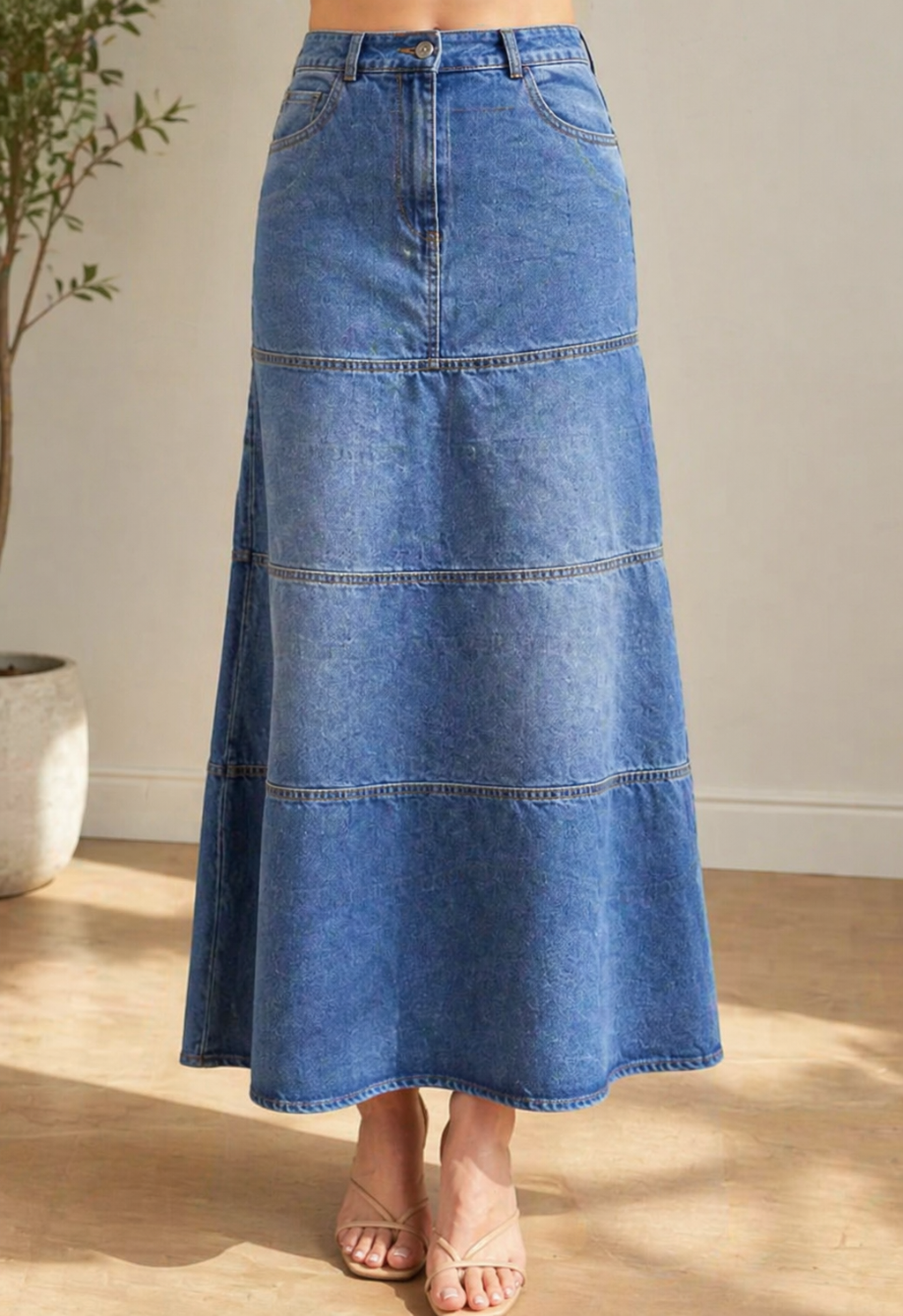 Mary | Middellange Denim Rok