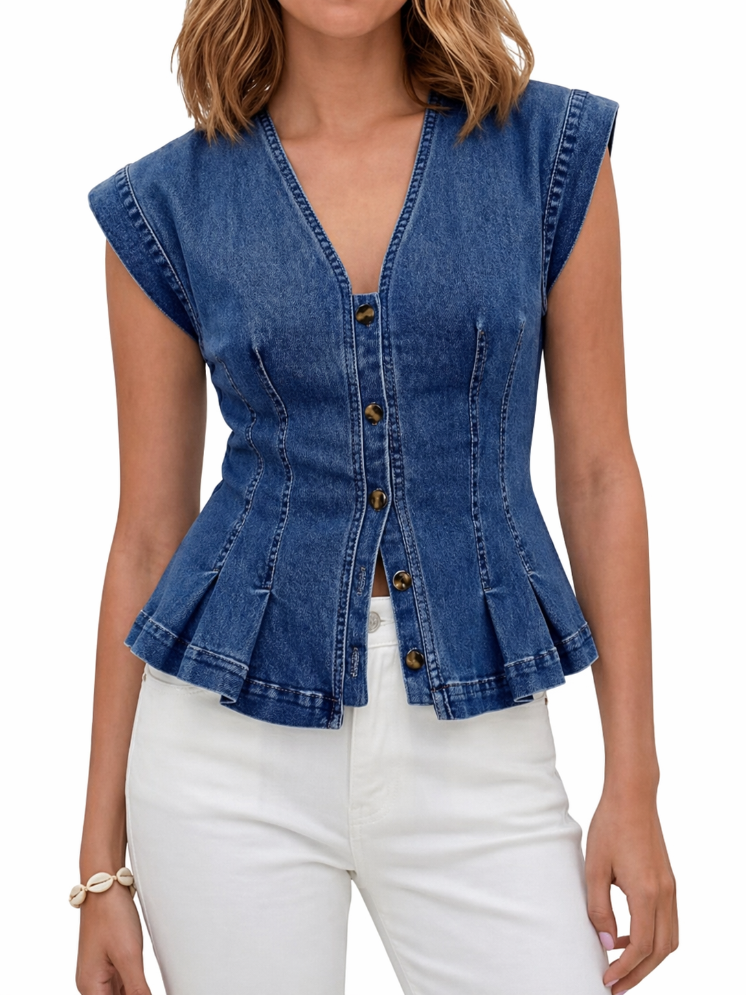 Viera | V-Hals Denim Top