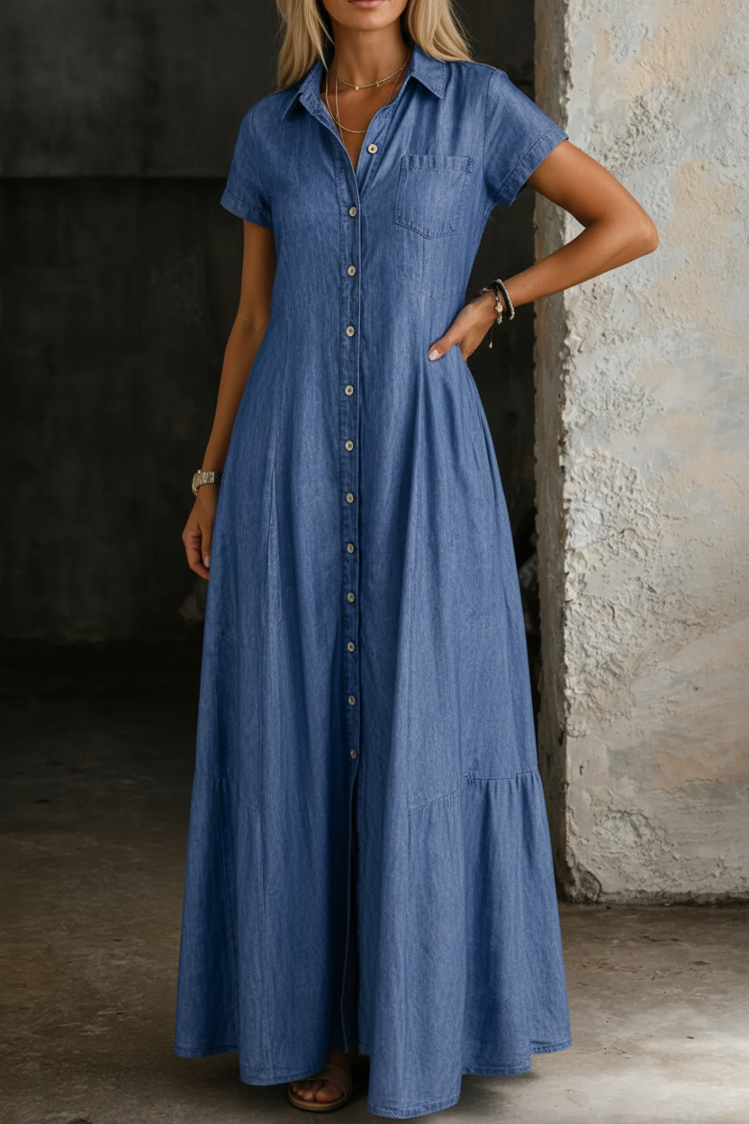 Eliza | Lange Denim Jurk