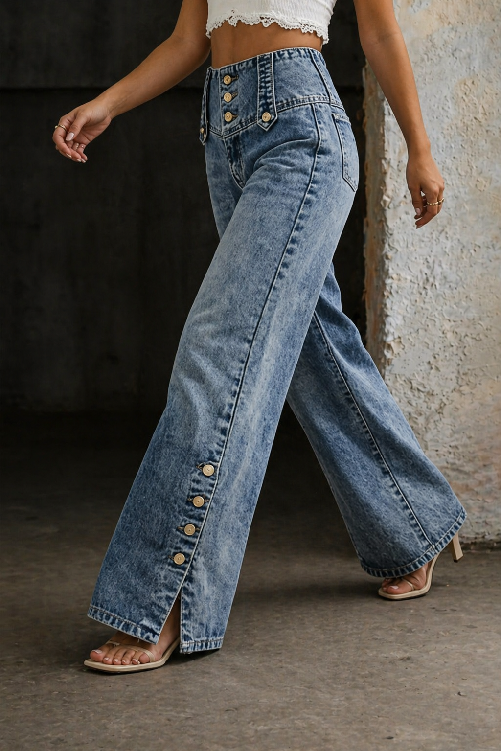 Mia | Hoge Taille Split Jeans