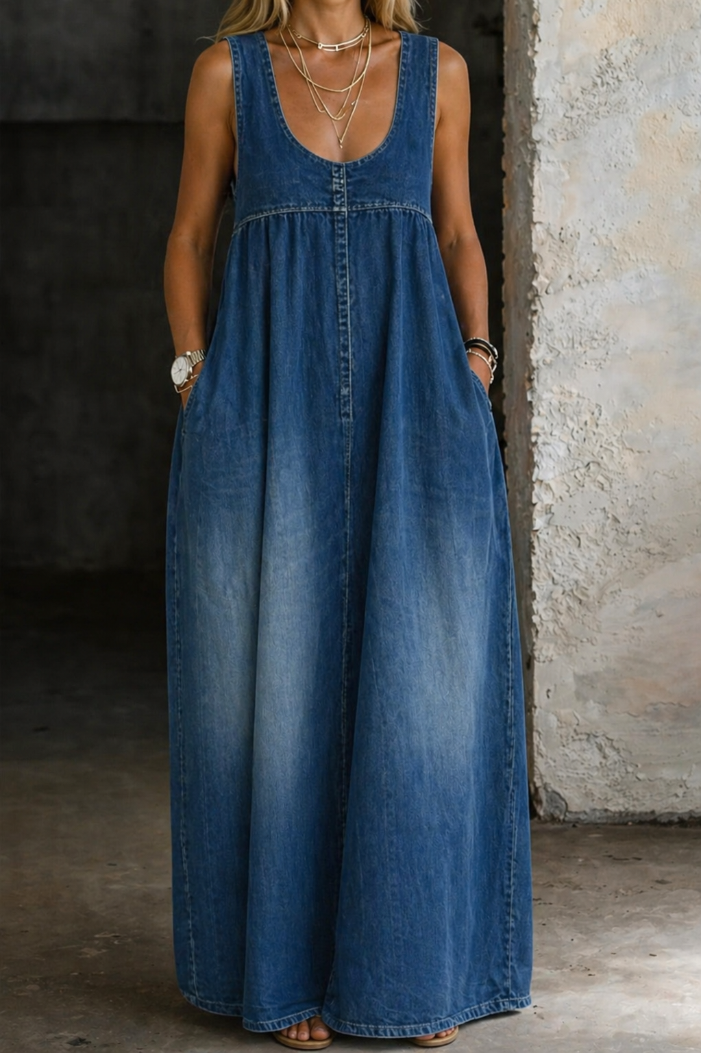 Veronica | Losse Denim Vestjurk