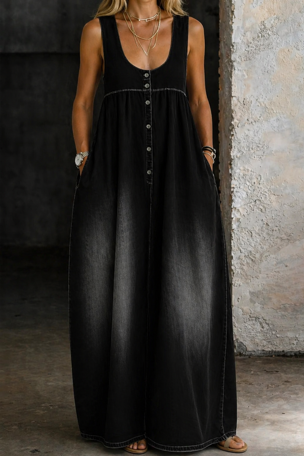 Veronica | Losse Denim Vestjurk
