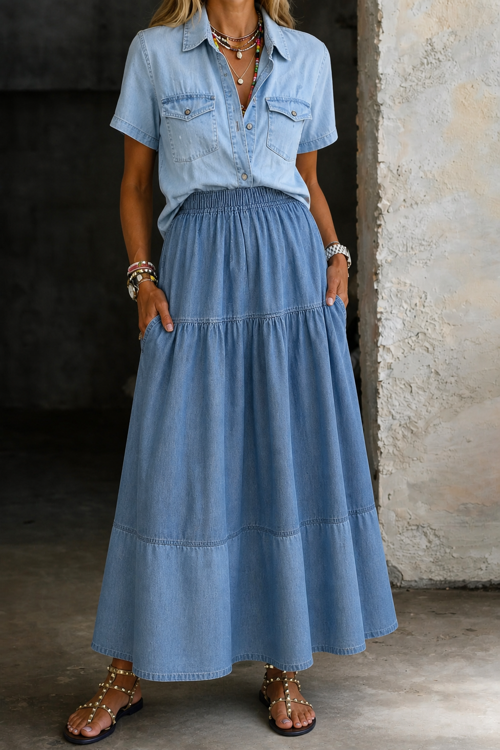 Sarah | Denim Rok met Elastische Taille