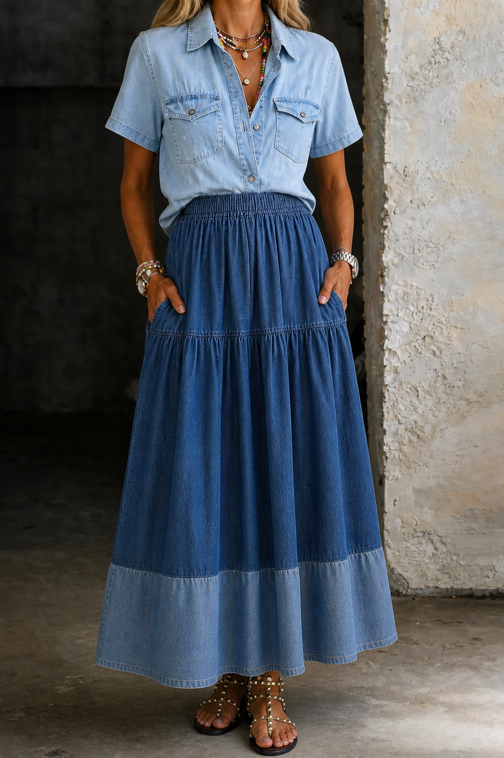 Sarah | Denim Rok met Elastische Taille