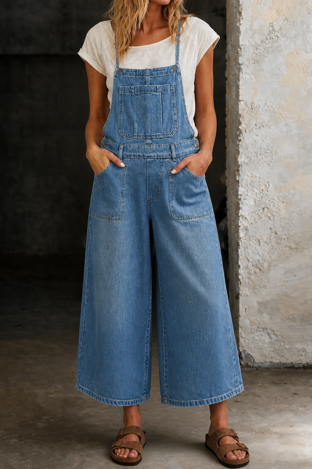 Elizabeth | Brede Pijpen Draagband Jumpsuit