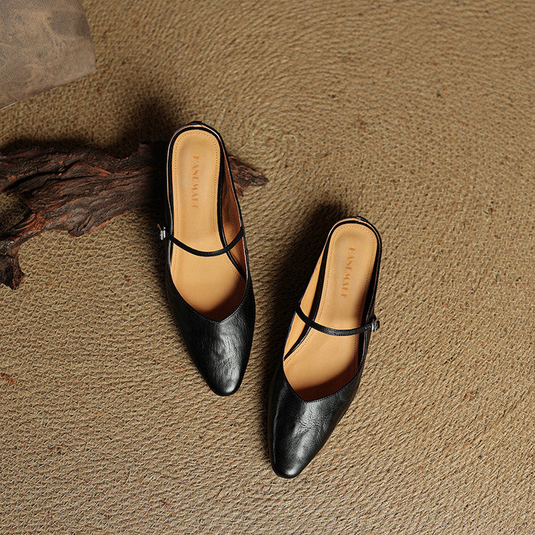 Vintage Echt Leren Mules