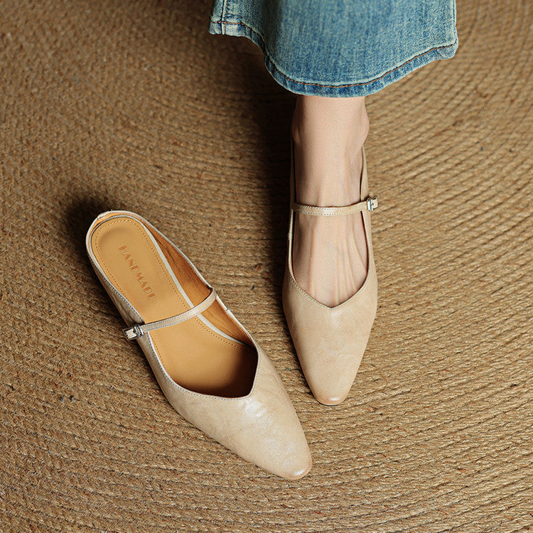 Vintage Echt Leren Mules