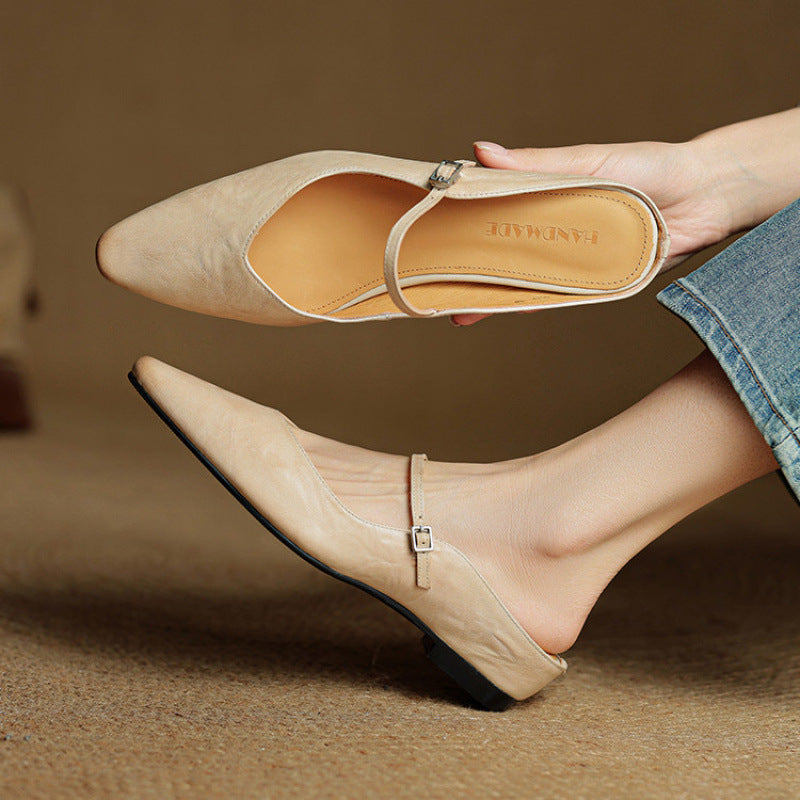 Vintage Echt Leren Mules
