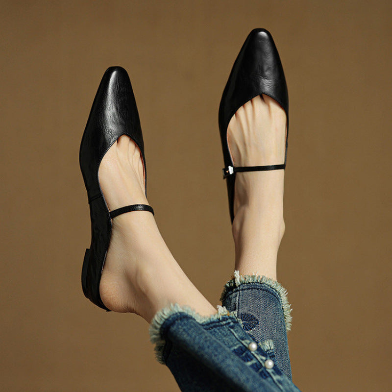 Vintage Echt Leren Mules