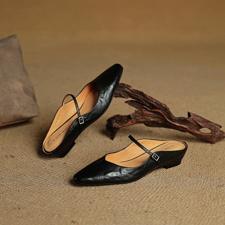 Vintage Echt Leren Mules