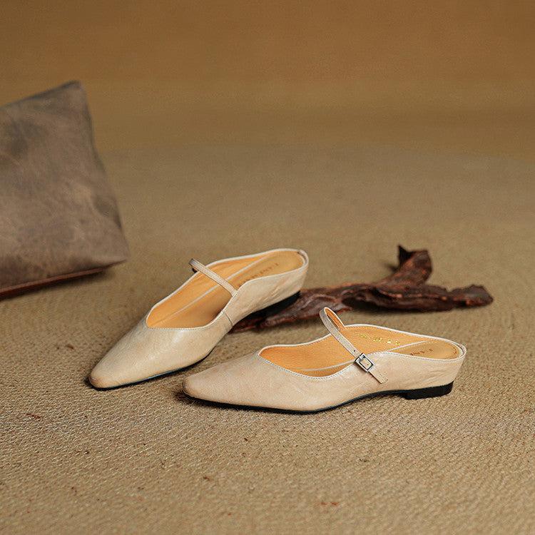 Vintage Echt Leren Mules