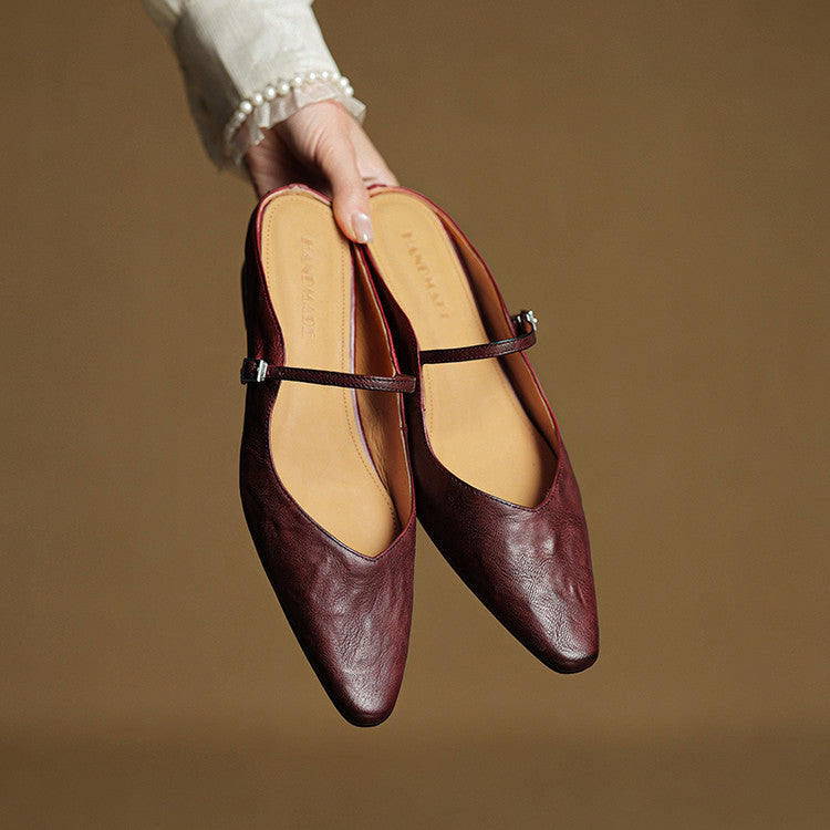 Vintage Echt Leren Mules
