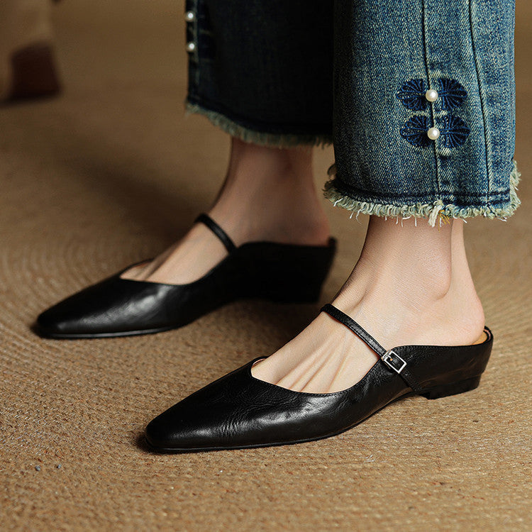 Vintage Echt Leren Mules
