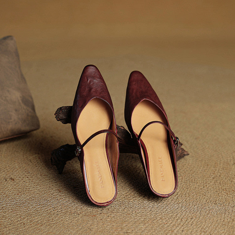 Vintage Echt Leren Mules