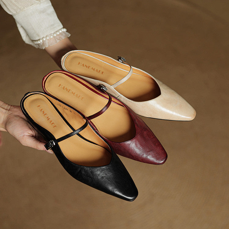 Vintage Echt Leren Mules