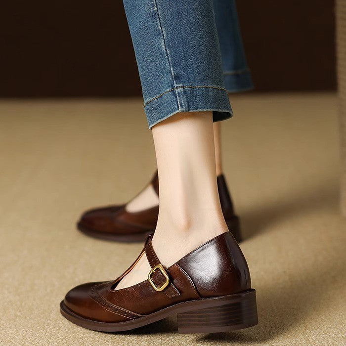 Vintage T-Bar Comfort Echt Leren Mary Jane Schoenen