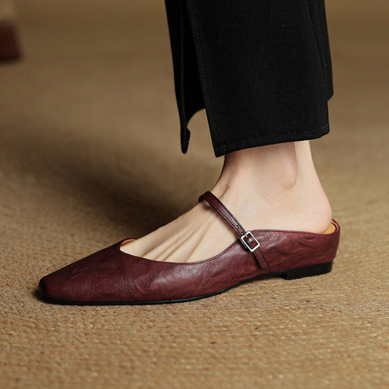 Vintage Echt Leren Mules