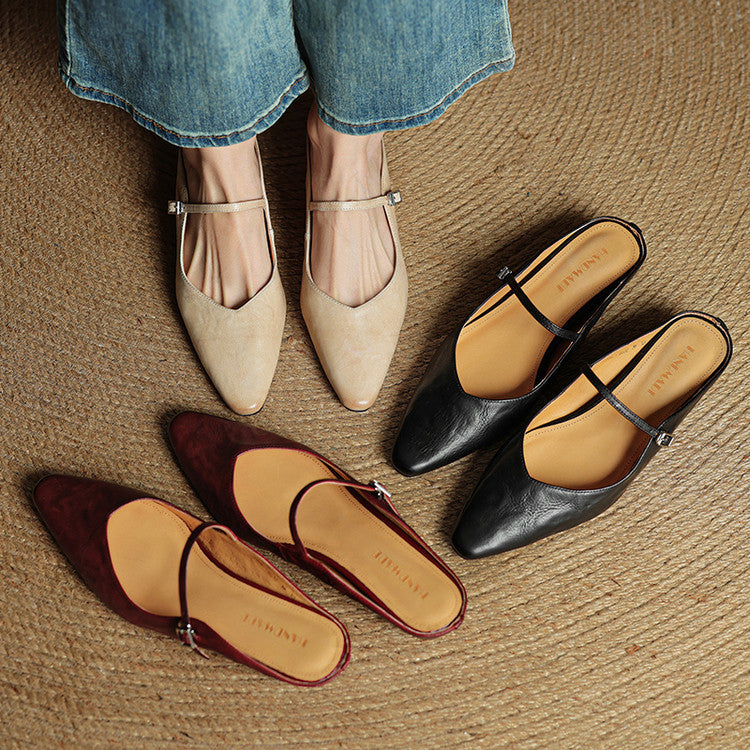 Vintage Echt Leren Mules