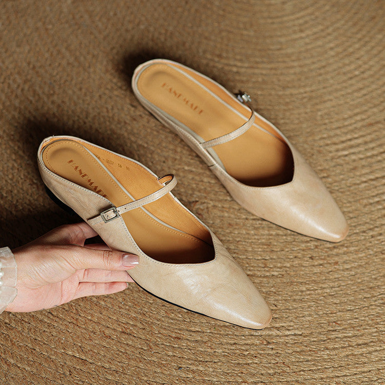 Vintage Echt Leren Mules
