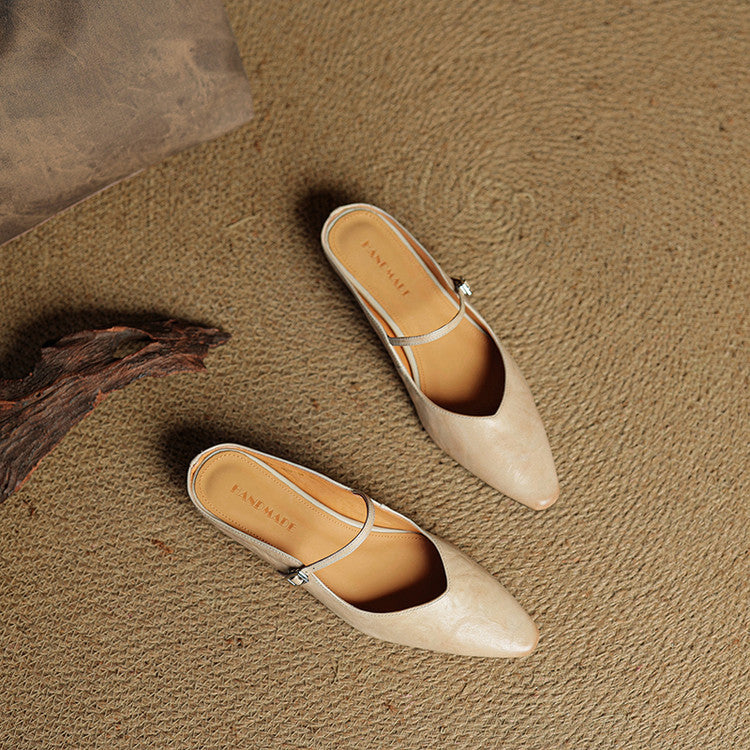 Vintage Echt Leren Mules