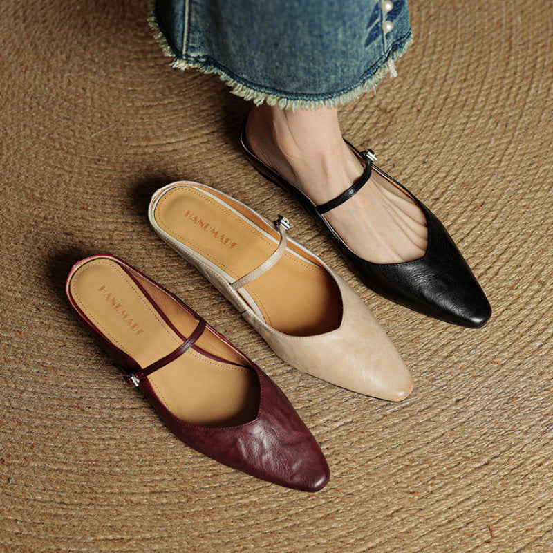 Vintage Echt Leren Mules