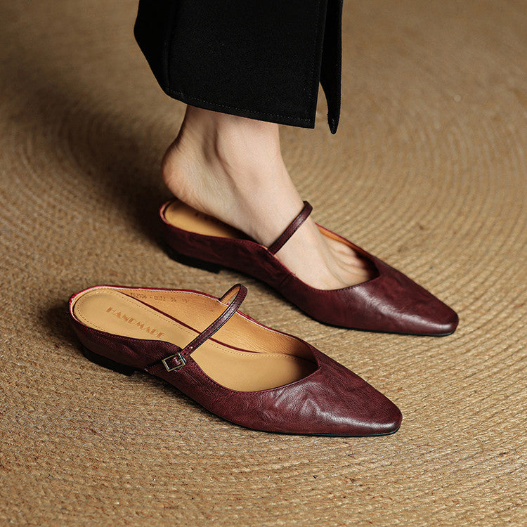 Vintage Echt Leren Mules