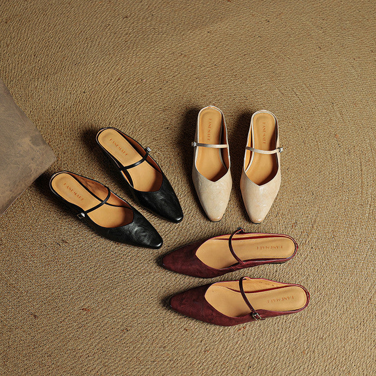 Vintage Echt Leren Mules