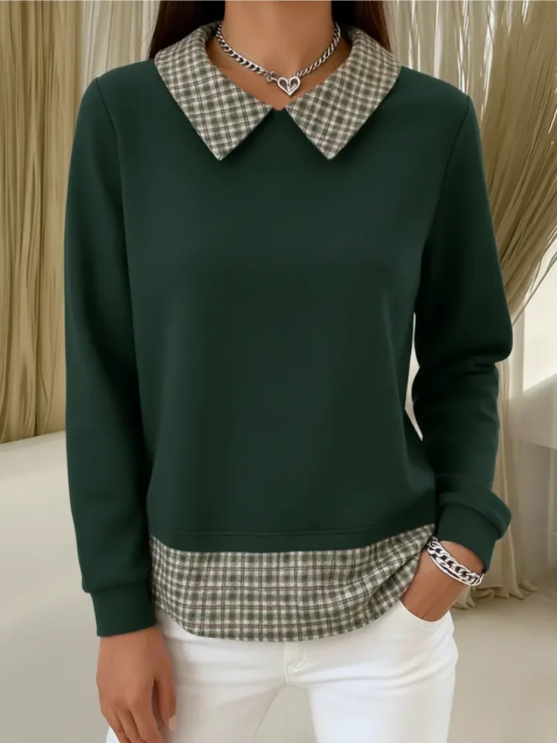 Maura – Trui met geruit kraagdetail