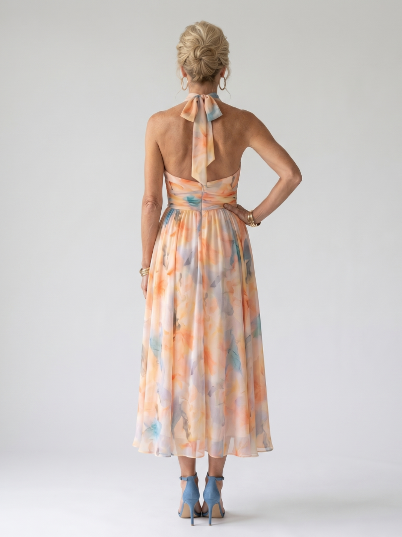 Elin | Zachte Halter Midi Jurk