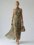 Mirelle | Geplooide Halter Midi Jurk