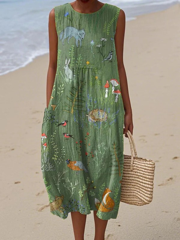 Hoop Woodland Midi-jurk