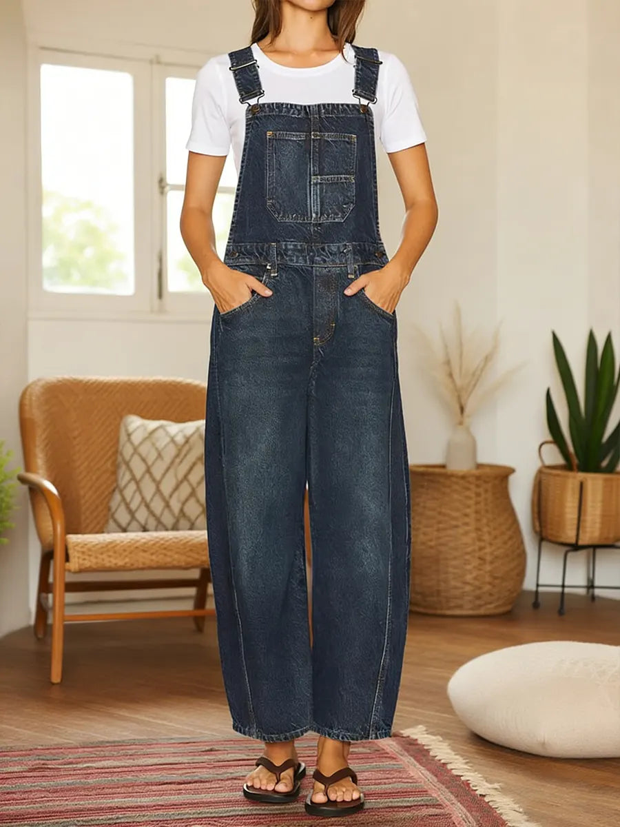 Nora | Denim Tuinbroek Jumpsuit met Zakken