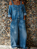 Bo | Denim Overall Jumpsuit met Schouderbanden