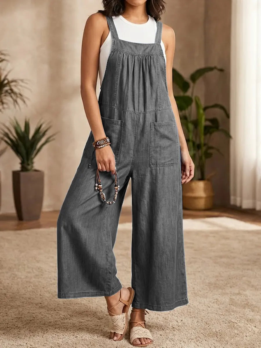 Solmira | Losvallende Denim Jumpsuit met Bretels