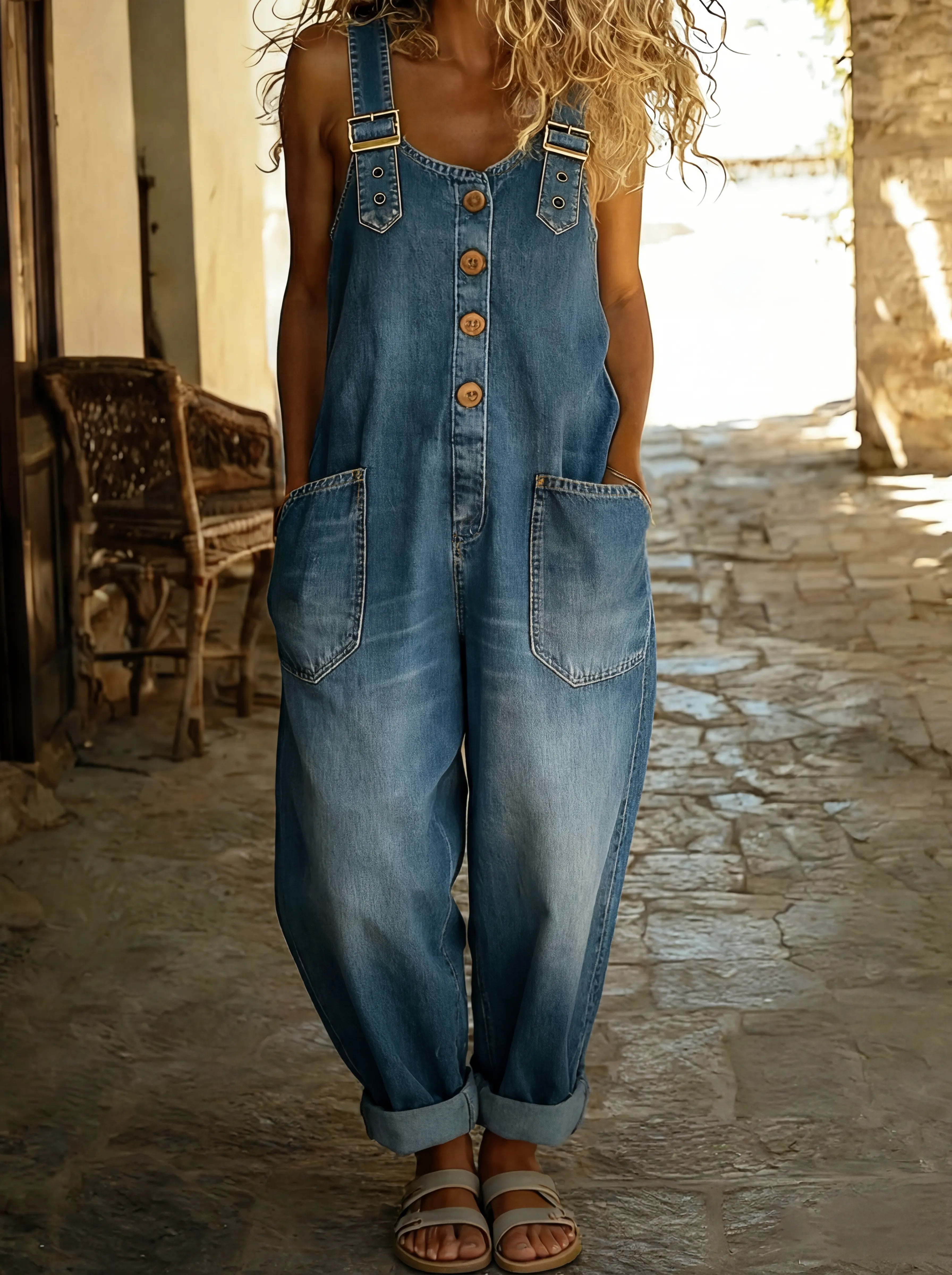 Juul | Denim Jumpsuit met Verstelbare Bandjes