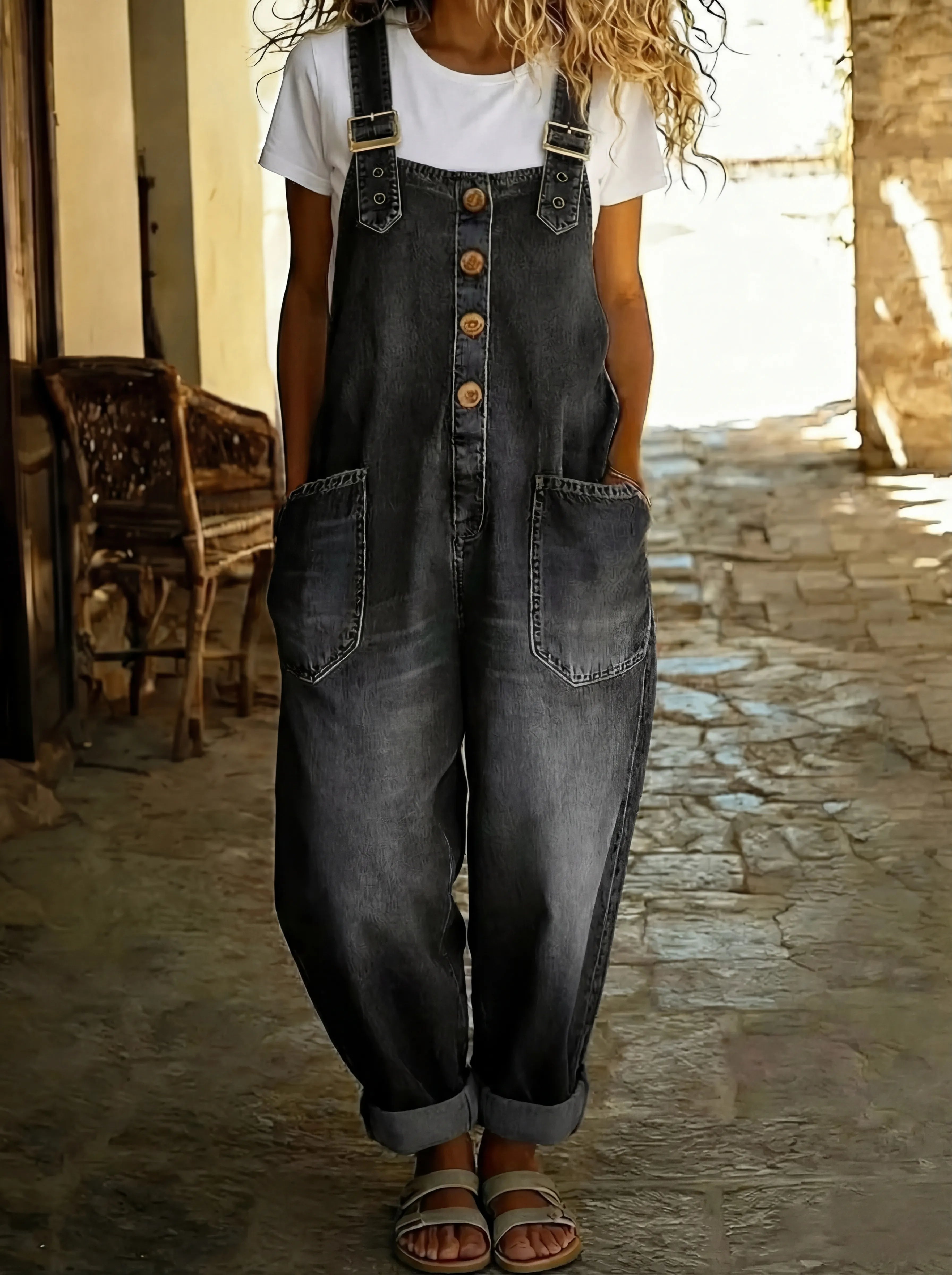 Juul | Denim Jumpsuit met Verstelbare Bandjes