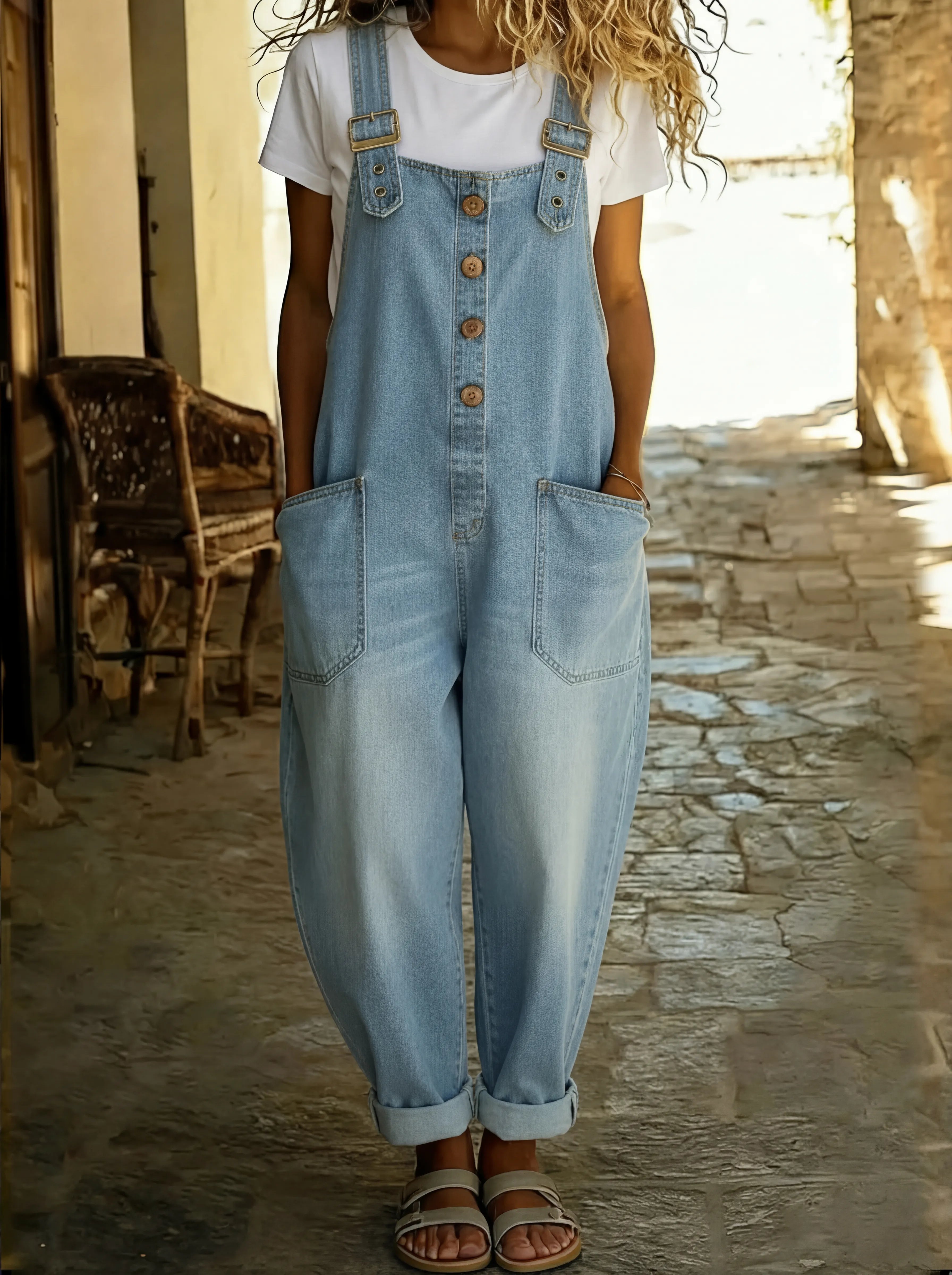 Juul | Denim Jumpsuit met Verstelbare Bandjes