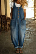 Nancy | Vintage Gewassen Katoenen Denim Overalls
