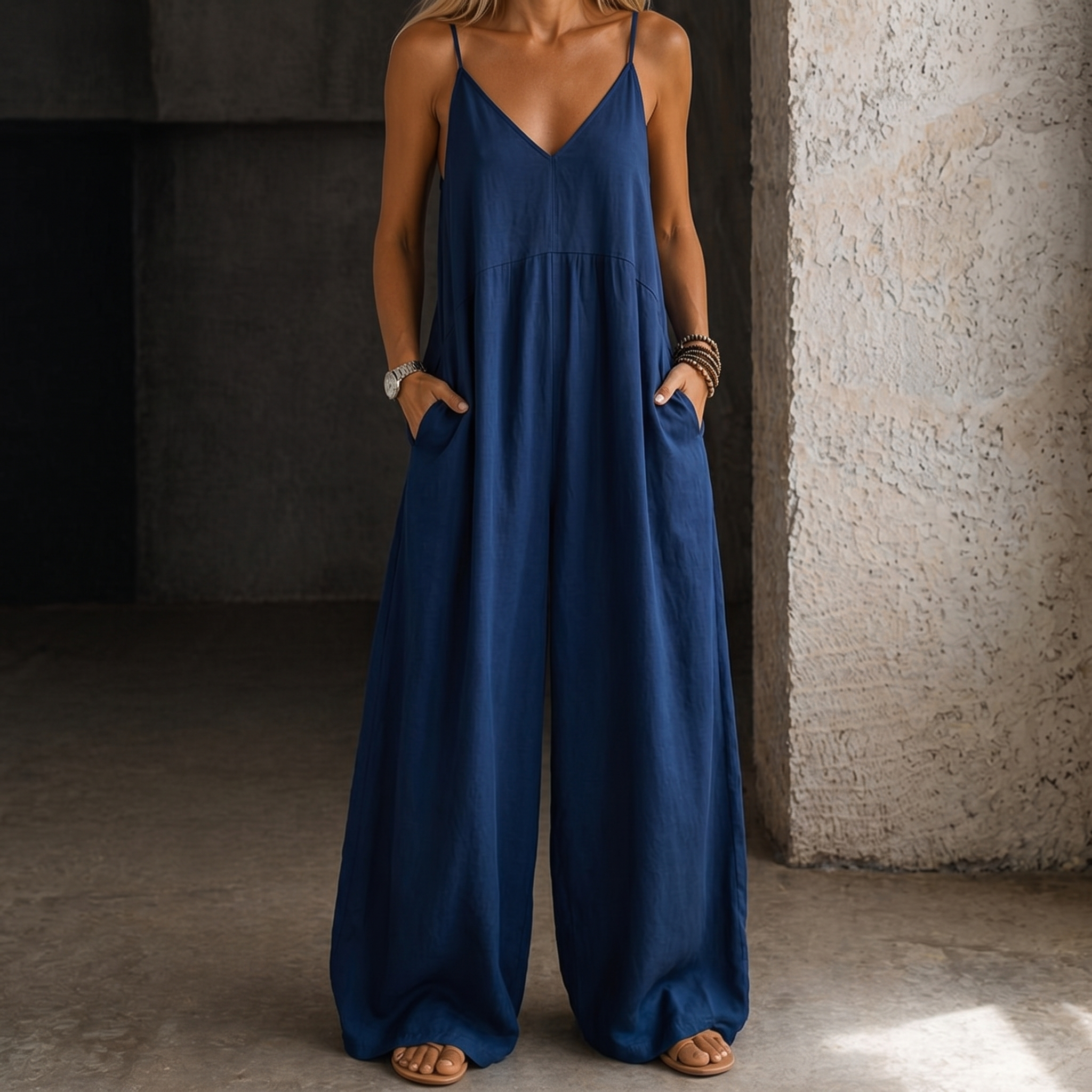 Madison | Denim Wijde-Pijpen Jumpsuit