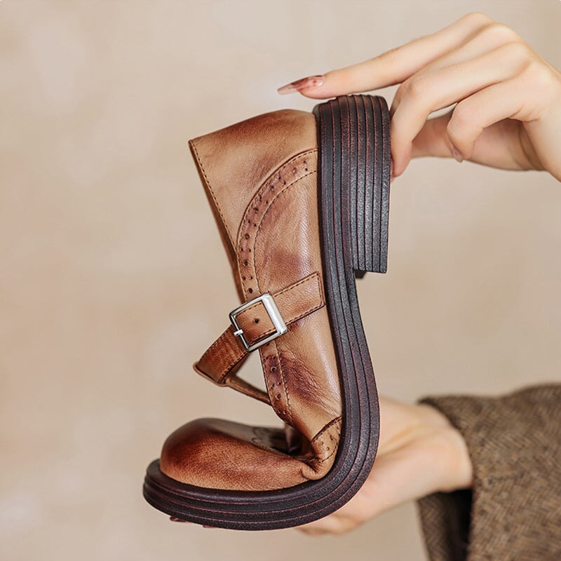 Elegante Mary Janes van Leer