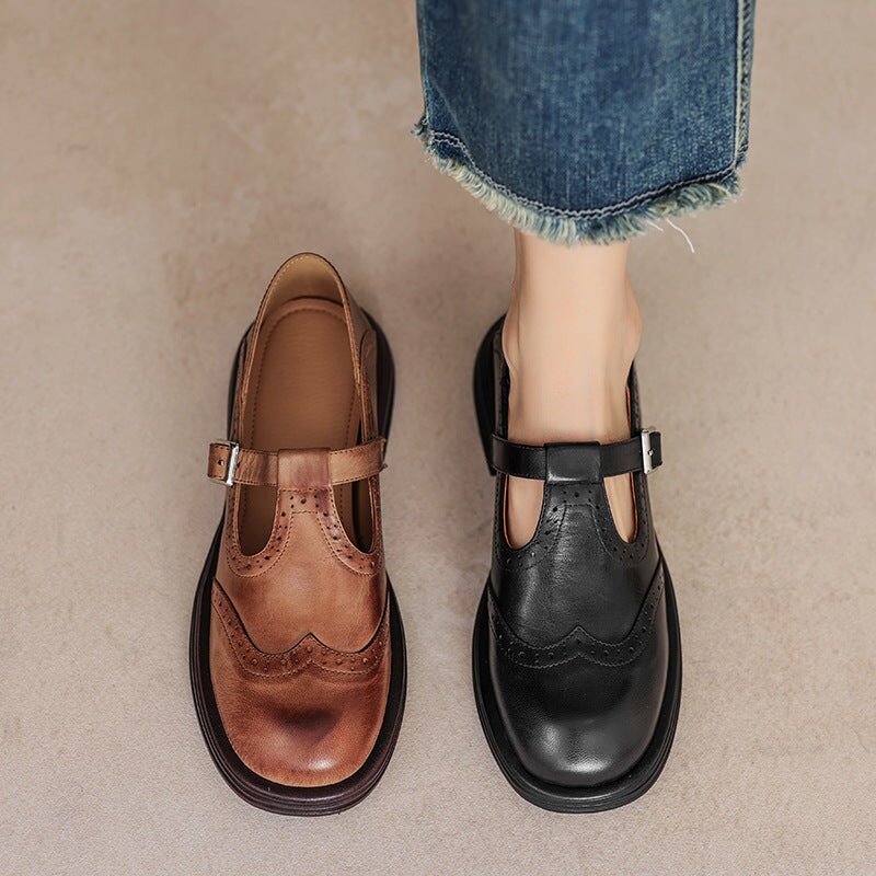 Elegante Mary Janes van Leer