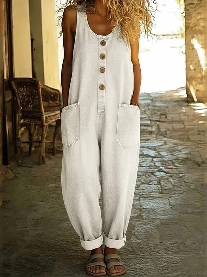 Nancy | Vintage Gewassen Katoenen Denim Overalls