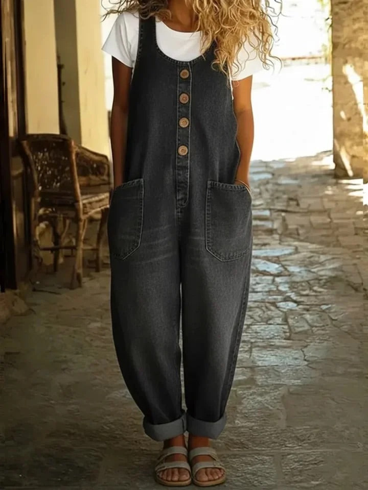 Nancy | Vintage Gewassen Katoenen Denim Overalls
