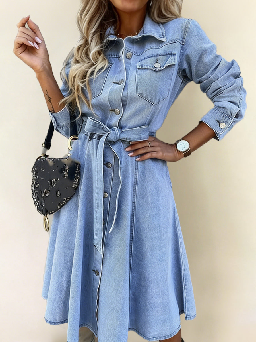 Luna | Lange Mouwen Denim Jurk