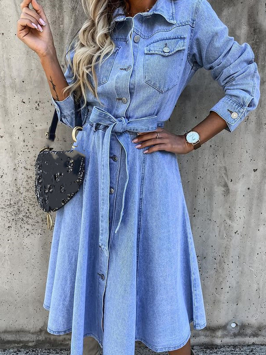 Luna | Lange Mouwen Denim Jurk