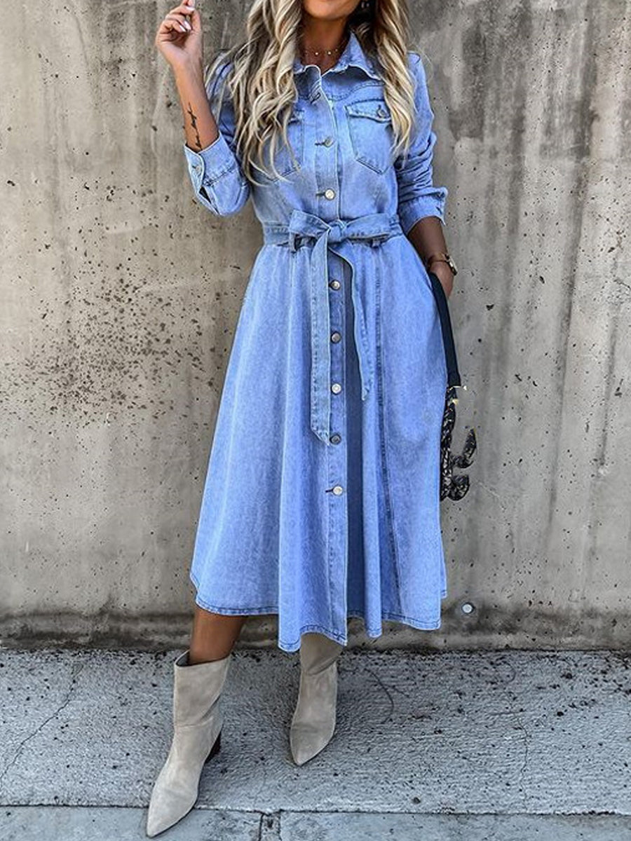 Luna | Lange Mouwen Denim Jurk