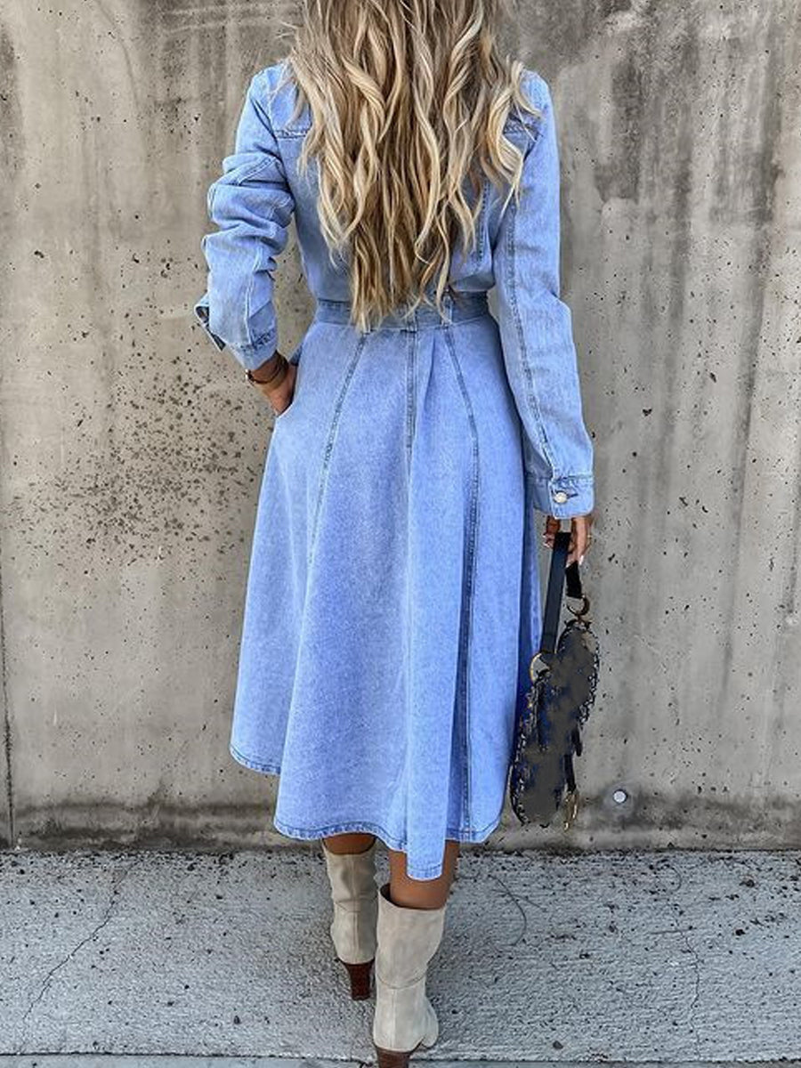 Luna | Lange Mouwen Denim Jurk